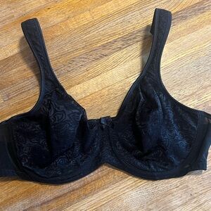 Breezies Women 42C Black Unpadded Overlay Unlined Underwired Floral Bra